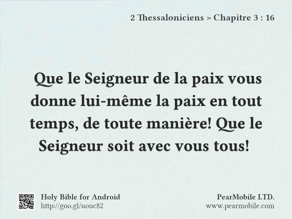 2 Thessaloniciens, Chapitre 3:16